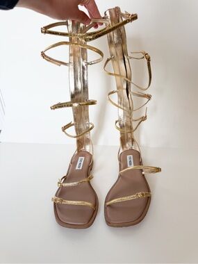 Steve Madden Tall Gold Strappy Gladiator Sandals - Women